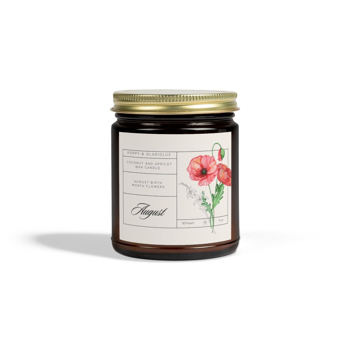 August Birth Month Flowers Candle