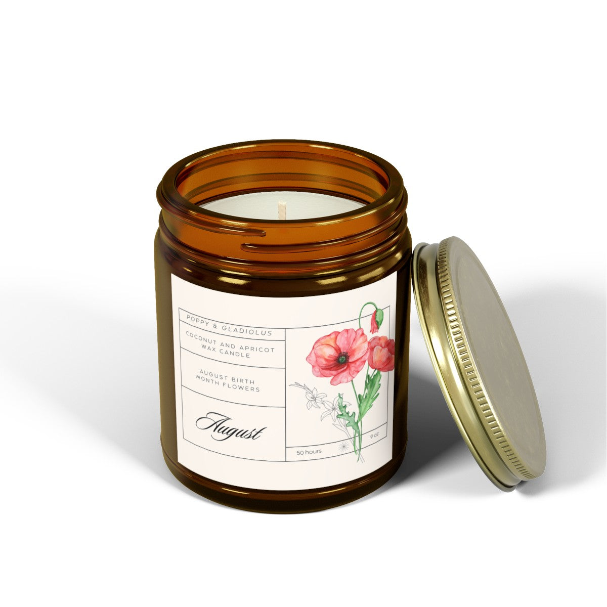 August Birth Month Flowers Candle