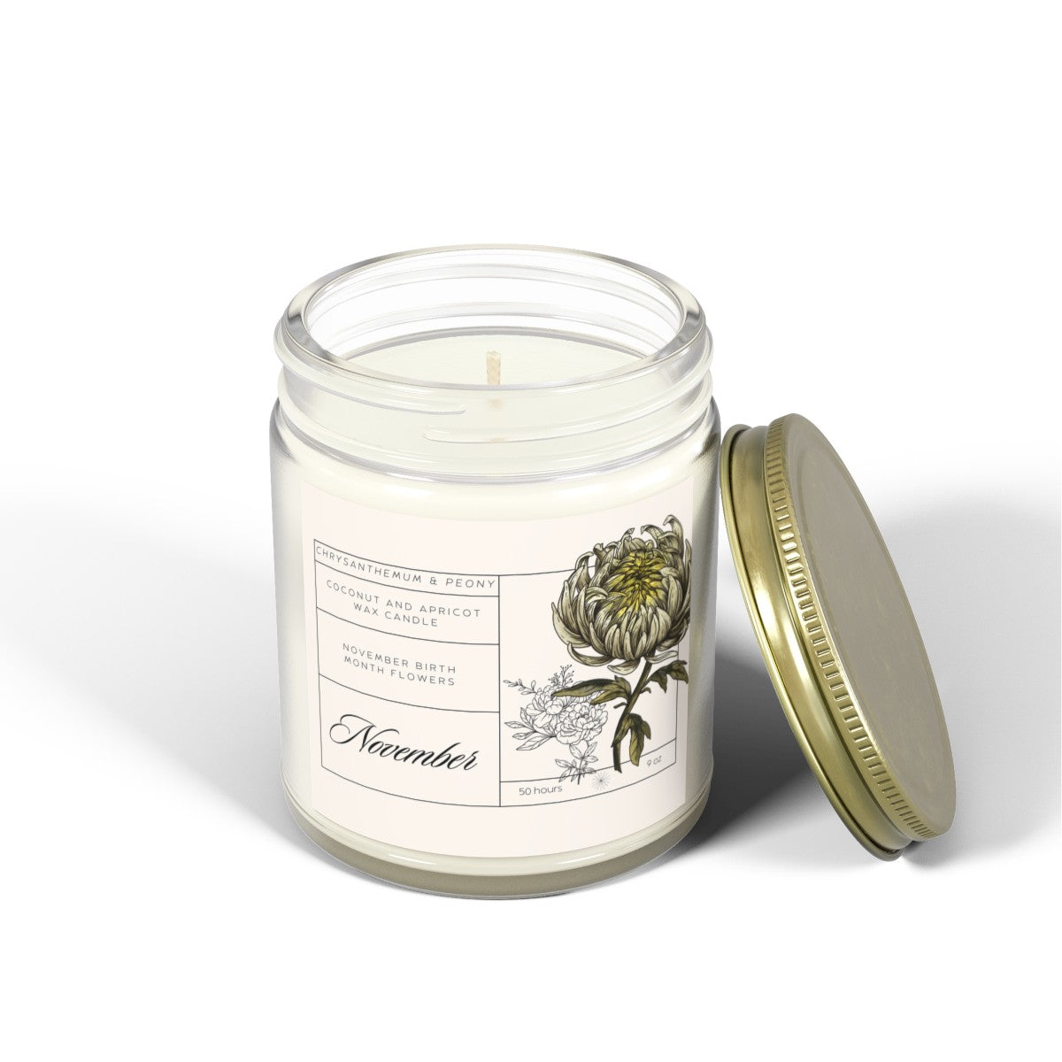 November Birth Month Flowers Candle