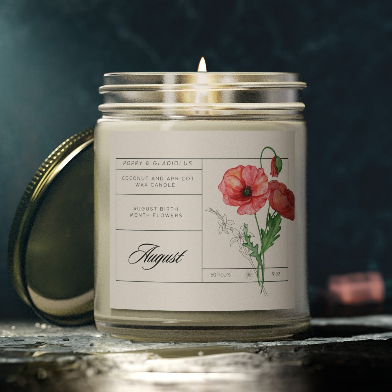 August Birth Month Flowers Candle