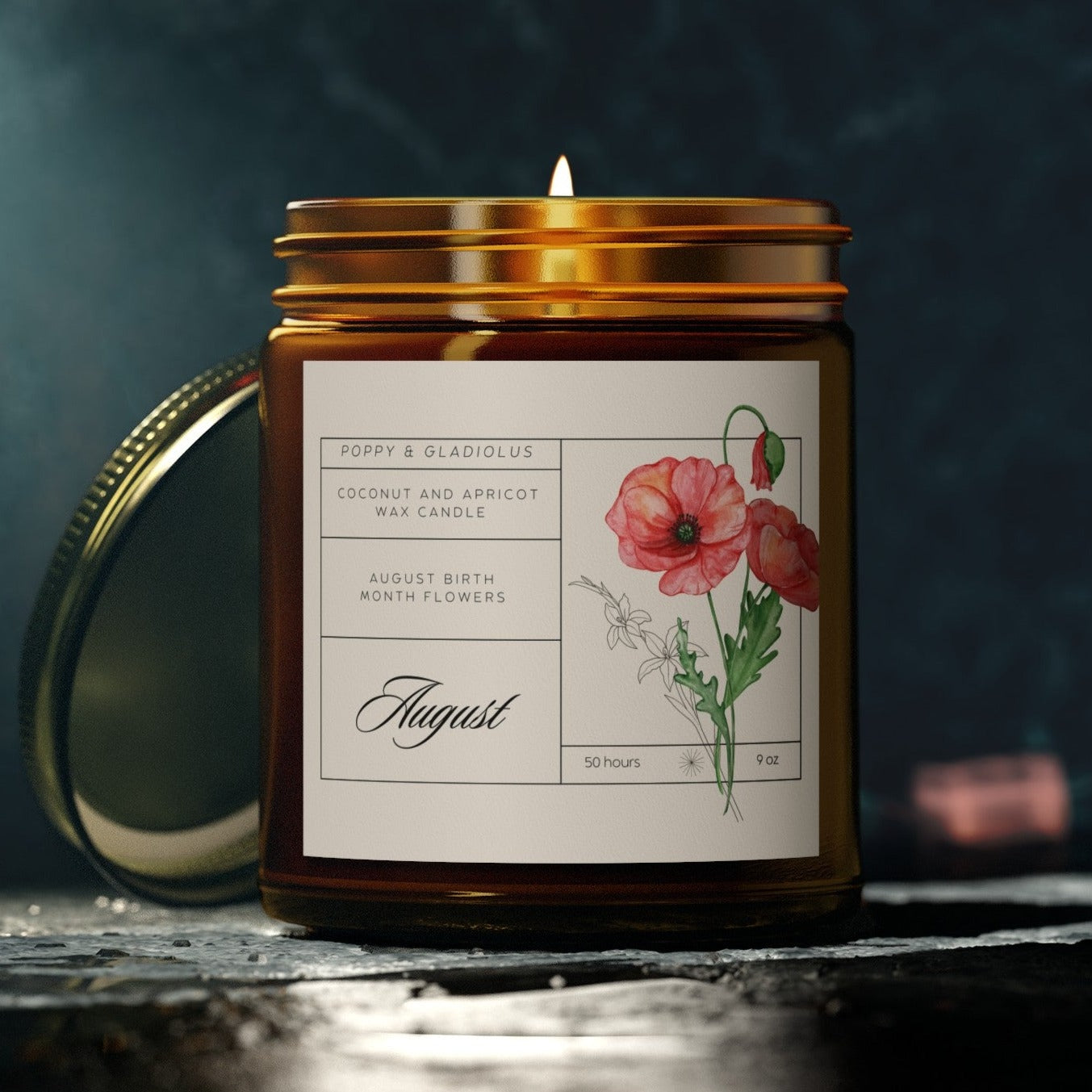 August Birth Month Flowers Candle