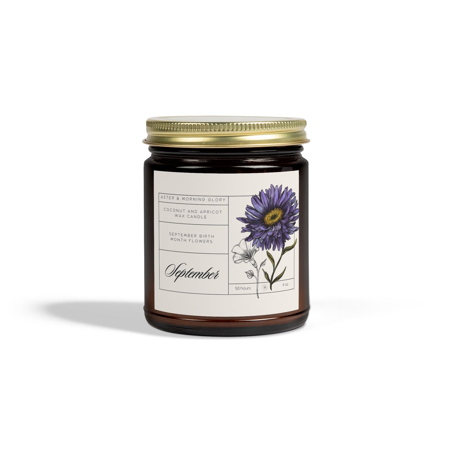 September Birth Month Flowers Candle | Aster and Morning Glory