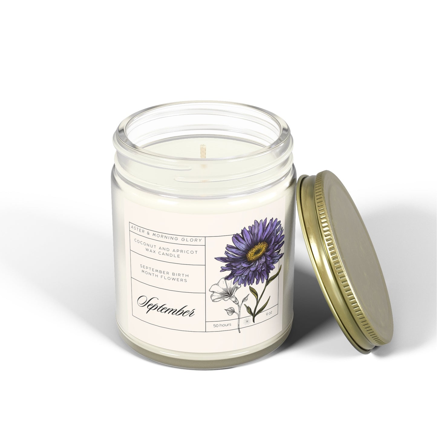 September Birth Month Flowers Candle | Aster and Morning Glory