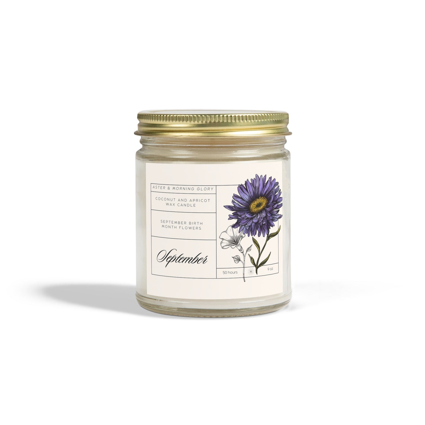 September Birth Month Flowers Candle | Aster and Morning Glory