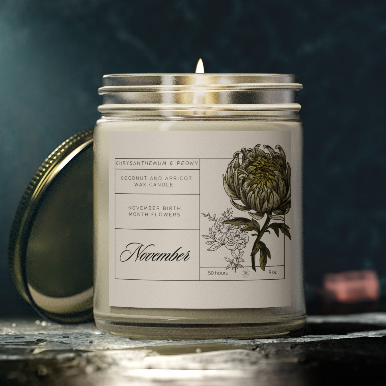 November Birth Month Flowers Candle