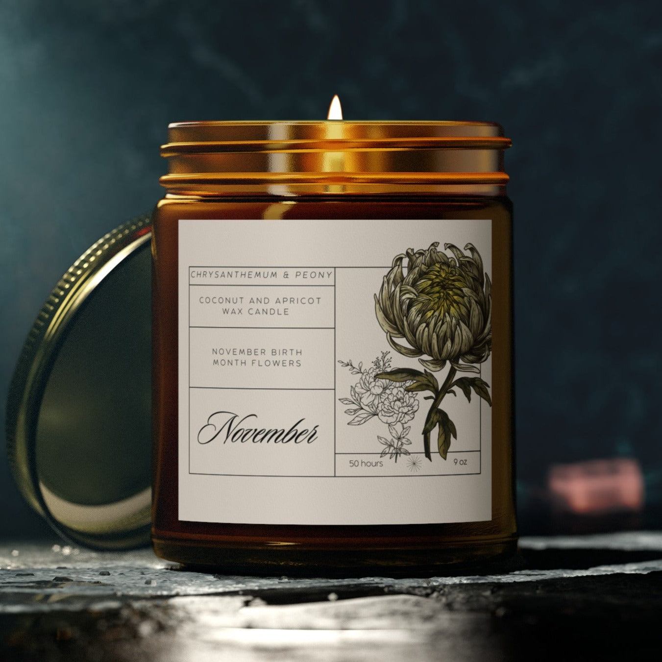 November Birth Month Flowers Candle