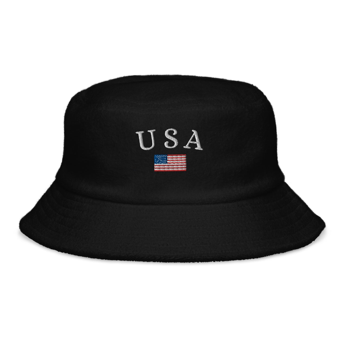 American Flag Terry Cloth Bucket Hat